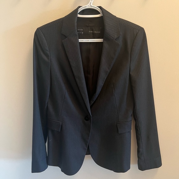 Zara blazer - size Small, grey pinstripe - Picture 1 of 5